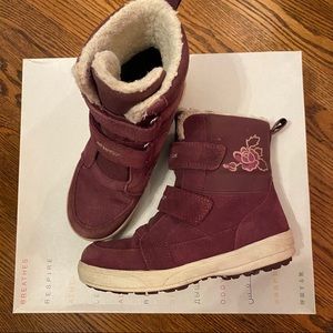 GEOX waterproof leather winter boots purple
